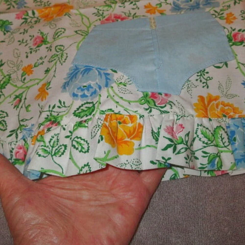 Vtg Set Of 2 Cotton Floral Pillowcases Standard Cottagecore Ruffled Embroidered